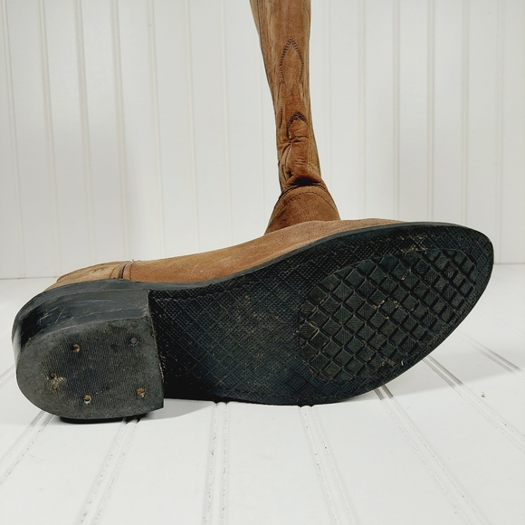 Old West TBM305 Leather Embroidered Tough Work Distress Cowboy Western Boot B255 main image 6